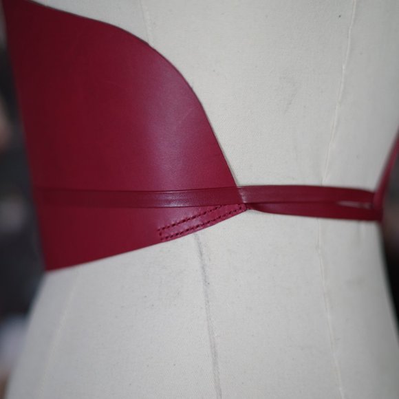 Dehanche Inspired Vachetta Leather Corset Belt with Thin Tie Straps - Picture 8 of 16